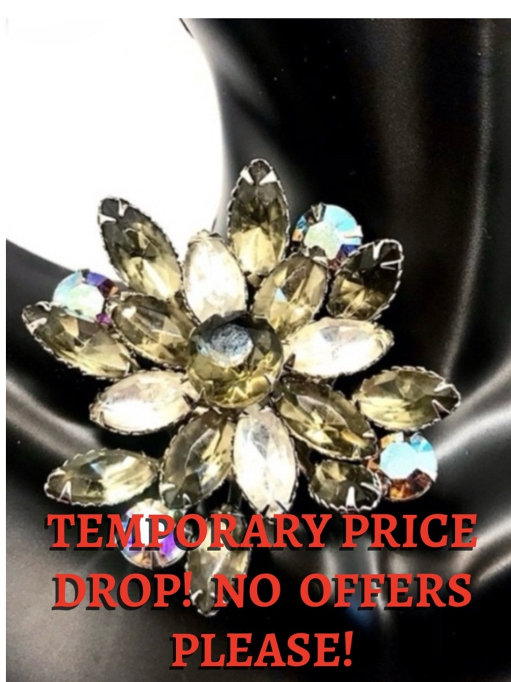 VINTAGE 1950-60'S RHINESTONE MULTI-COLOR FLOWER BROOCH